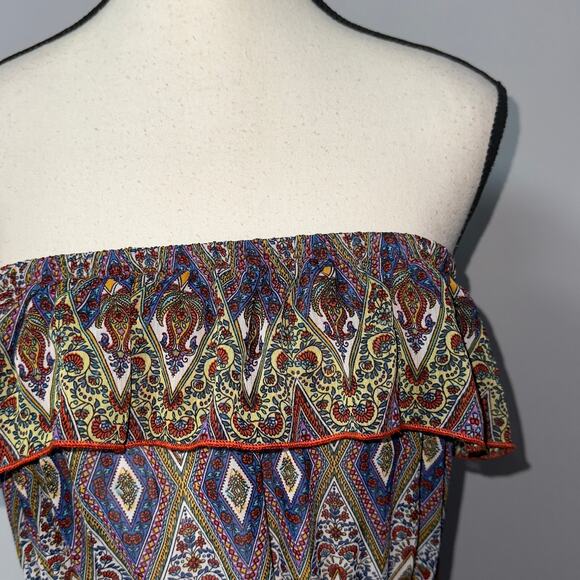 No Boundaries Paisley Strapless Maxi Dress size XL 15-17 Boho Summer - Picture 4 of 7